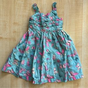 Blueberi Boulevard Butterfly Pleated Sleeveless Summer Dress in Blue/Pink - 2T